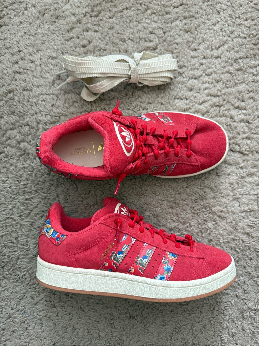 Adidas x Liberty Red Floral Campus Sneakers Size 7.5